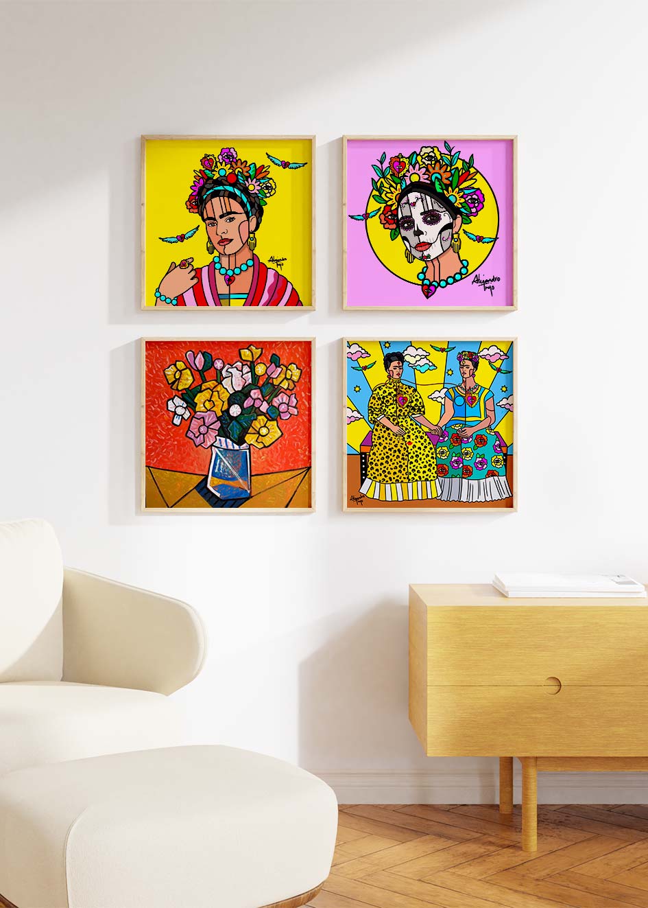 Frida fondo amarillo